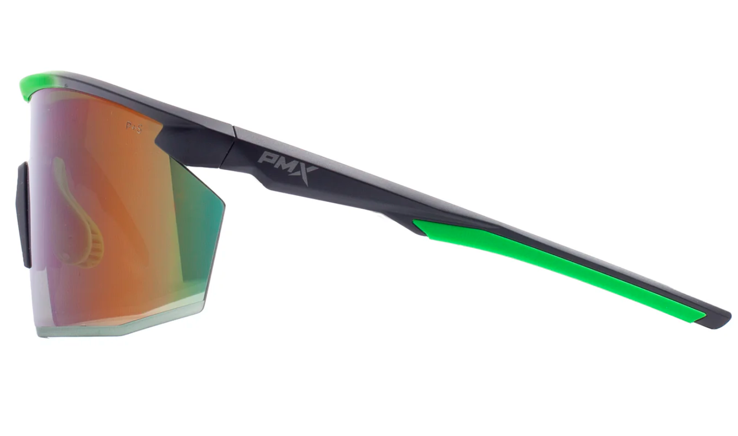 Окуляри захисні Pyramex PMXSPEC (green mirror) Anti-Fog, синьо-зелені дзеркальні лінзи в чорно-зеленій оправі фото 5