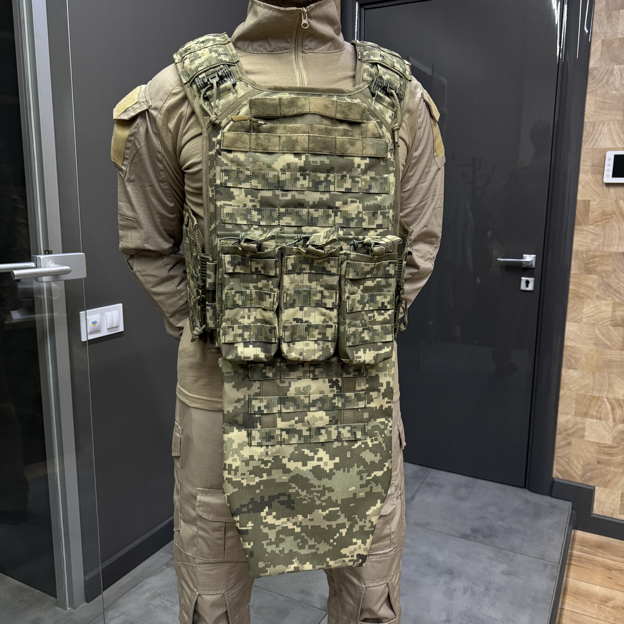 Подсумок передник напашник для плитоноски, размер L, Пиксель, Cordura 1000D, сумка под баллистический пакет фото 3