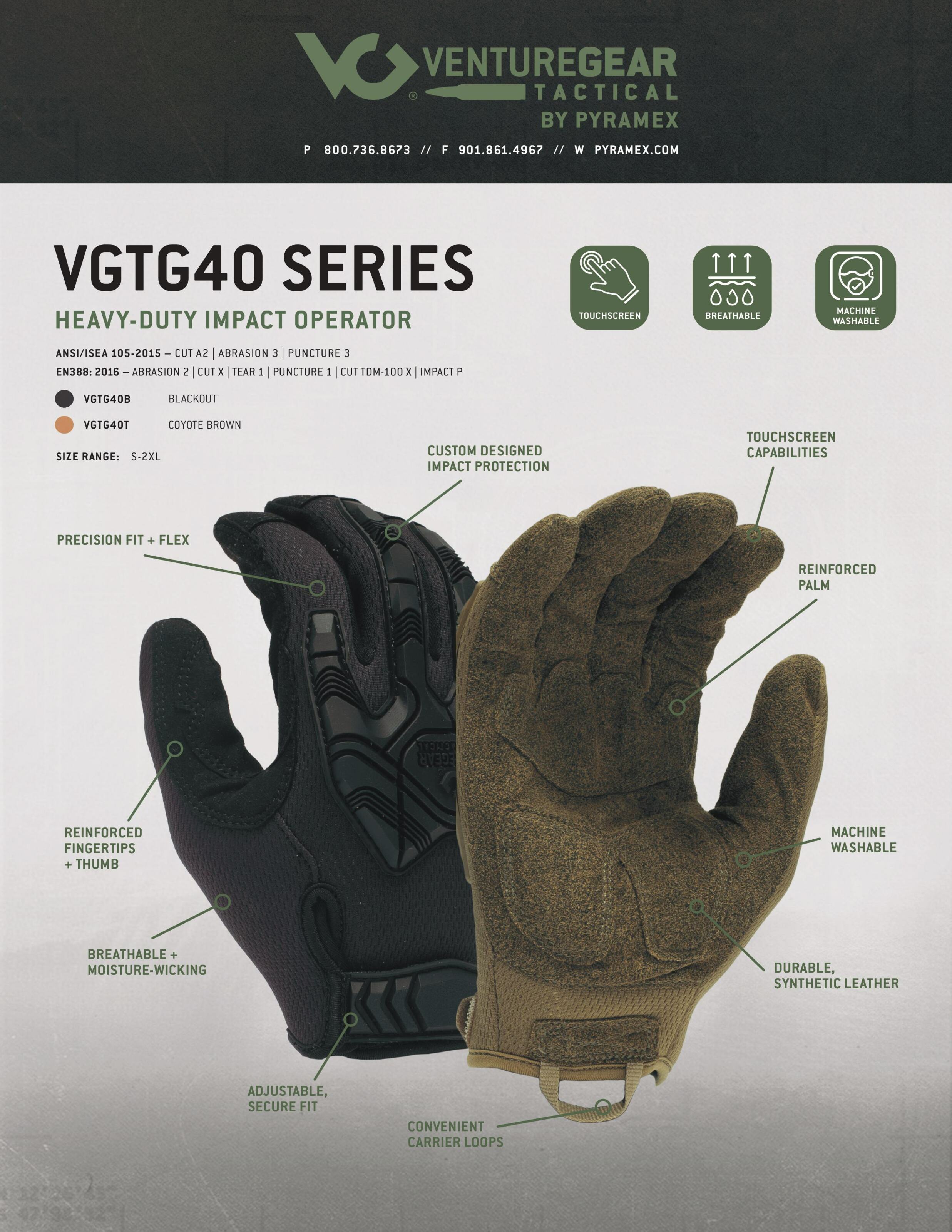 Тактичні протиударні рукавиці Venture Gear Tactical VGTG40 Heavy-Duty Impact Operator, пісочні, розмір L (9) фото 8