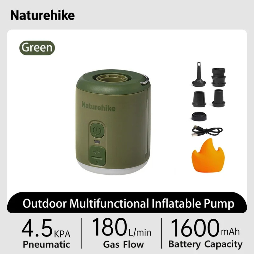 Міні насос - нічник - вентилятор Naturehike CNK2300DQ022, темно-зелений фото 8