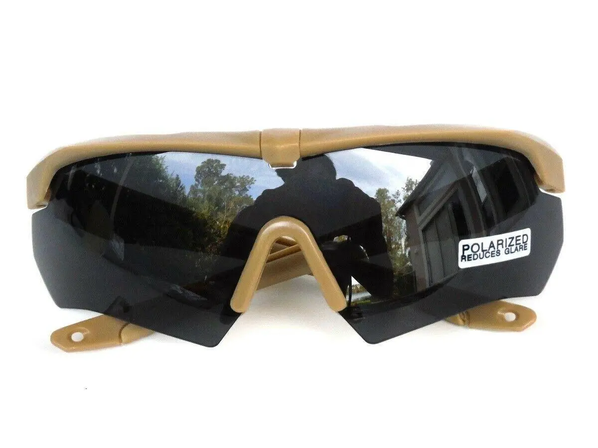 Тактические защитные очки Crossbow Polarized с тремя сменными линзами, койот фото 6