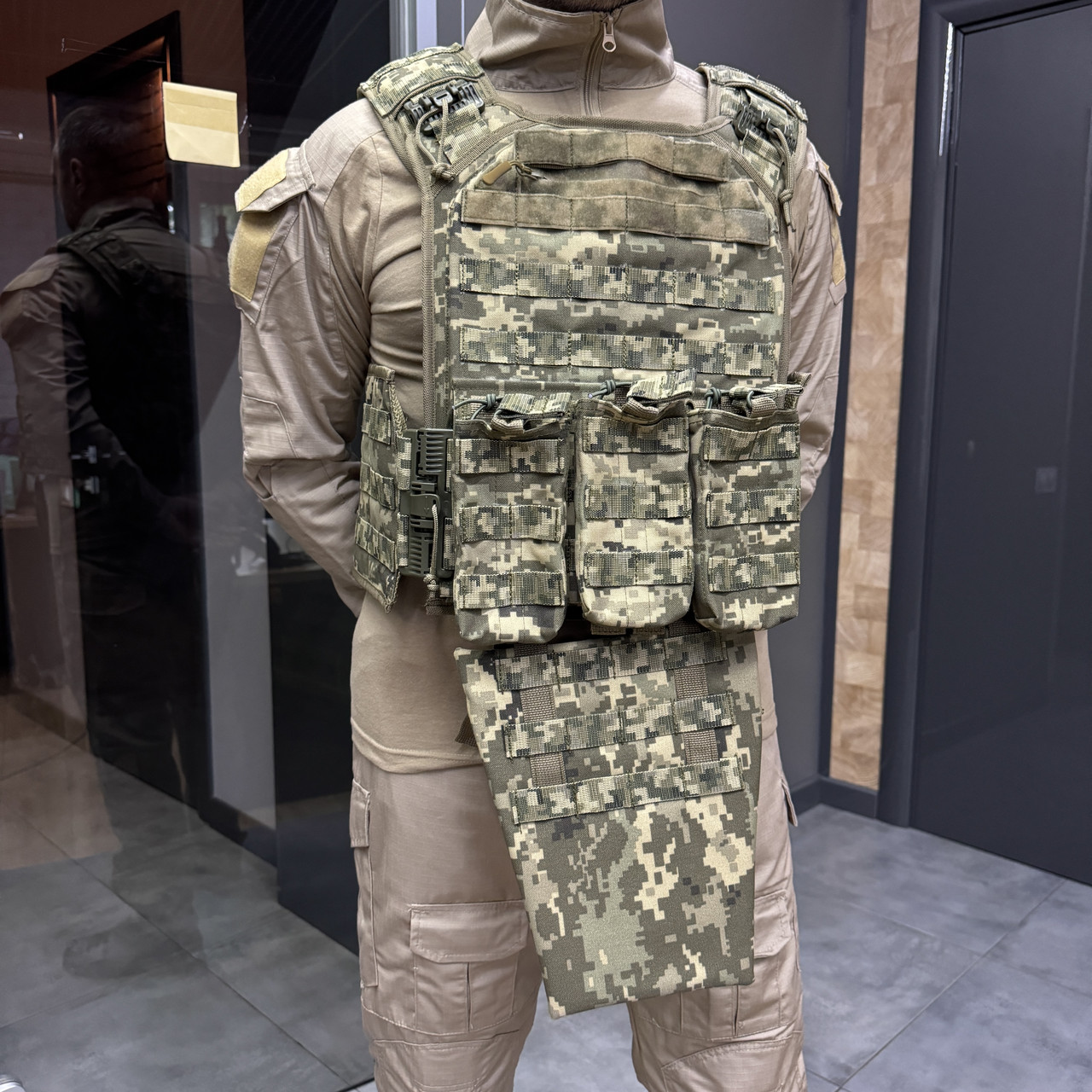 Подсумок с баллистическим пакетом 2 класса, передник напашник для плитоноски, размер S, Пиксель, Cordura 1000D фото 5