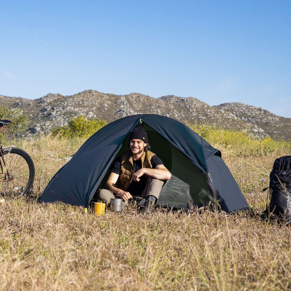 Палатка сверхлегкая одноместная с футпринтом Naturehike Cycling 1 NH18A095-D, 210T, темный синий фото 3