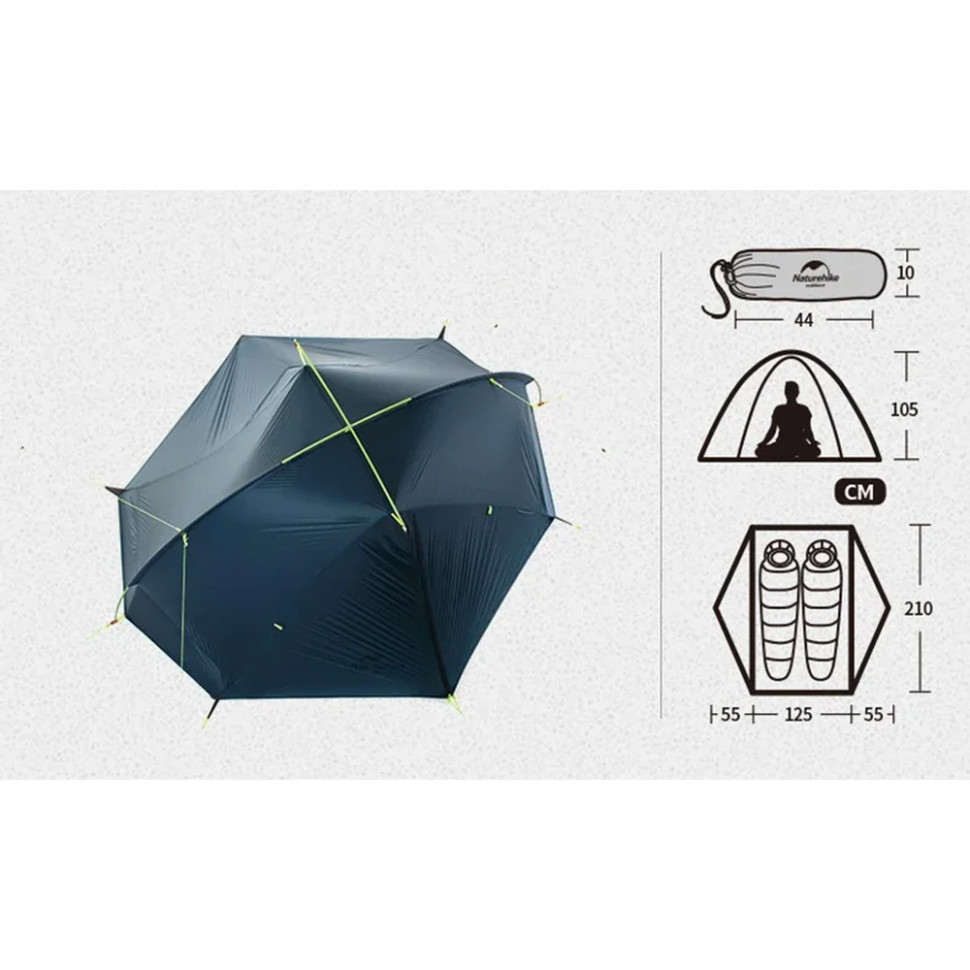 Намет двомісний Naturehike Tagar NH17T180-J, темний блакитний фото 2
