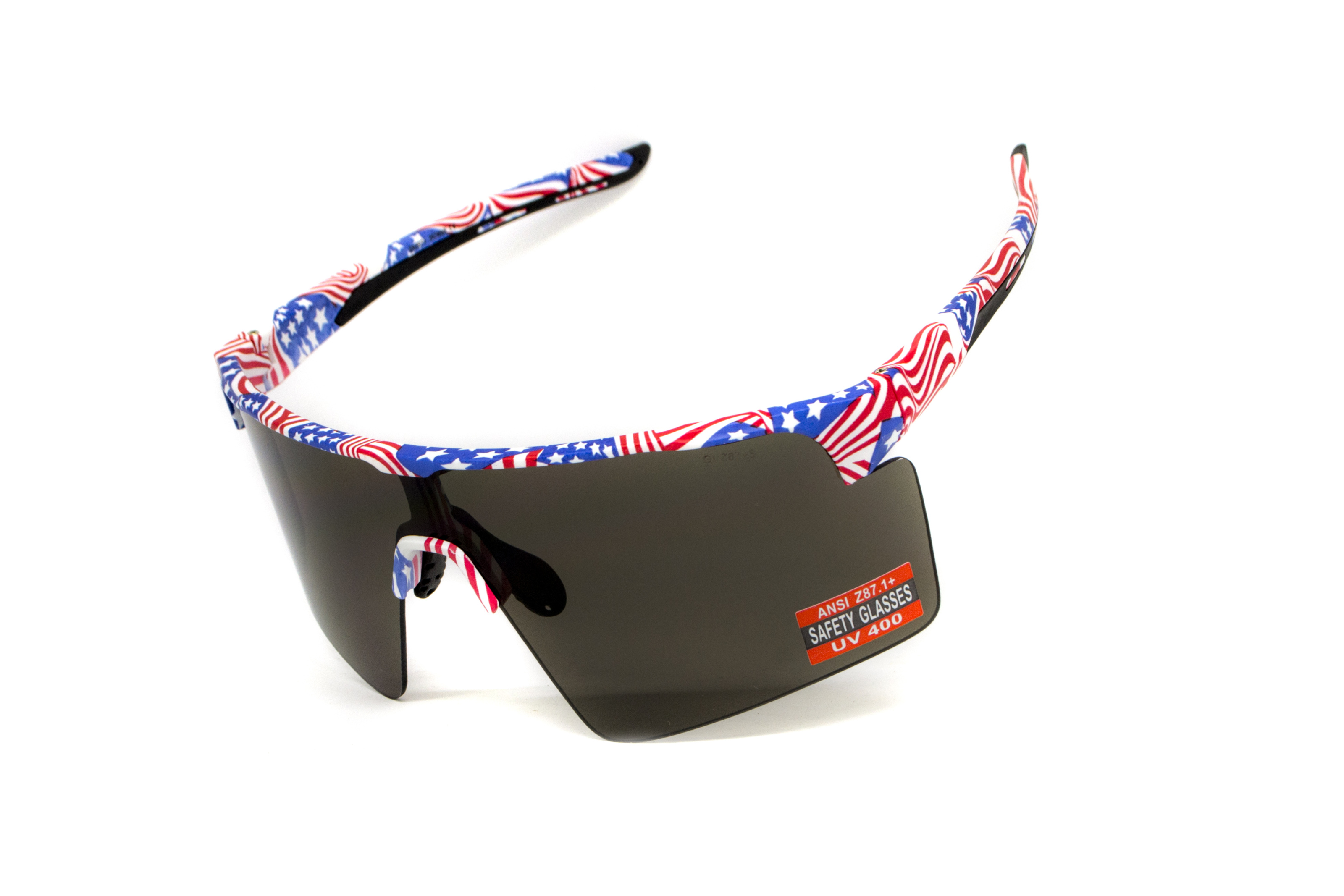 Очки защитные открытые Global Vision Onyx USA Flag (gray), сірі в оправі прапор США фото 3