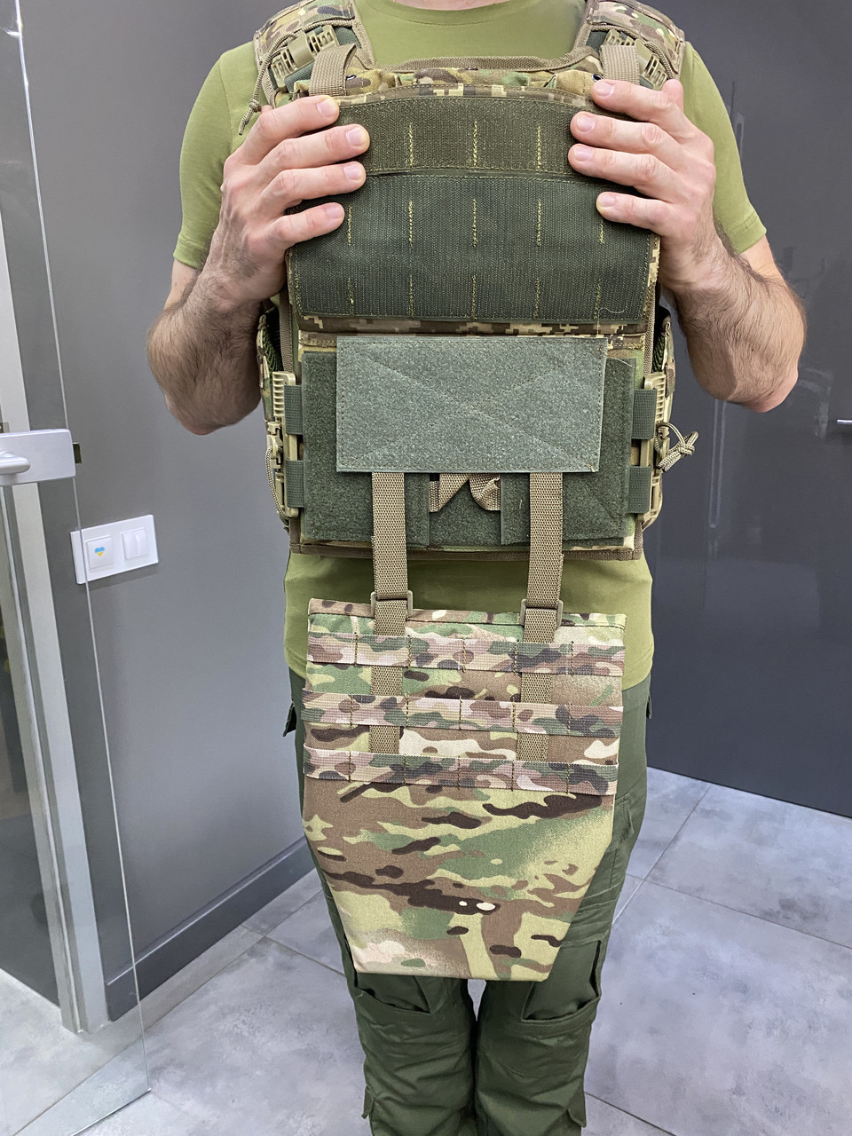 Подсумок передник напашник для плитоноски, размер S, Мультикам, Cordura 1000D, сумка под баллистический пакет фото 9