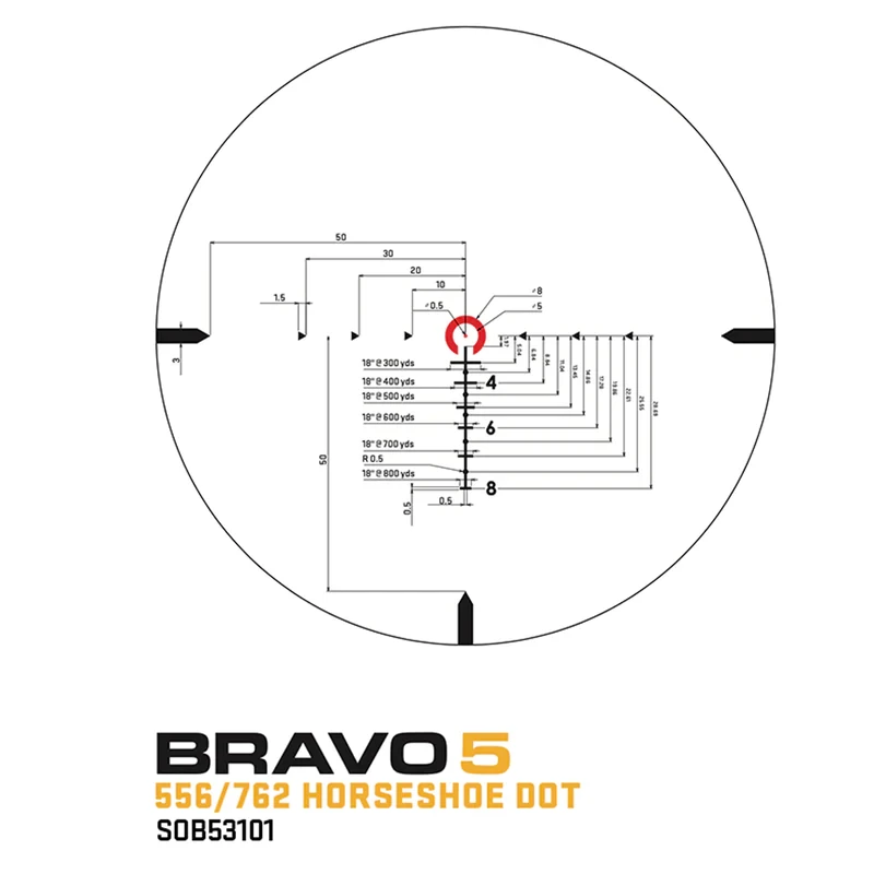 Призматичний коліматор Sig Sauer BRAVO5 BATTLE SIGHT, 5X32MM HORSESHOE DOT ILLUM RETICLE фото 5