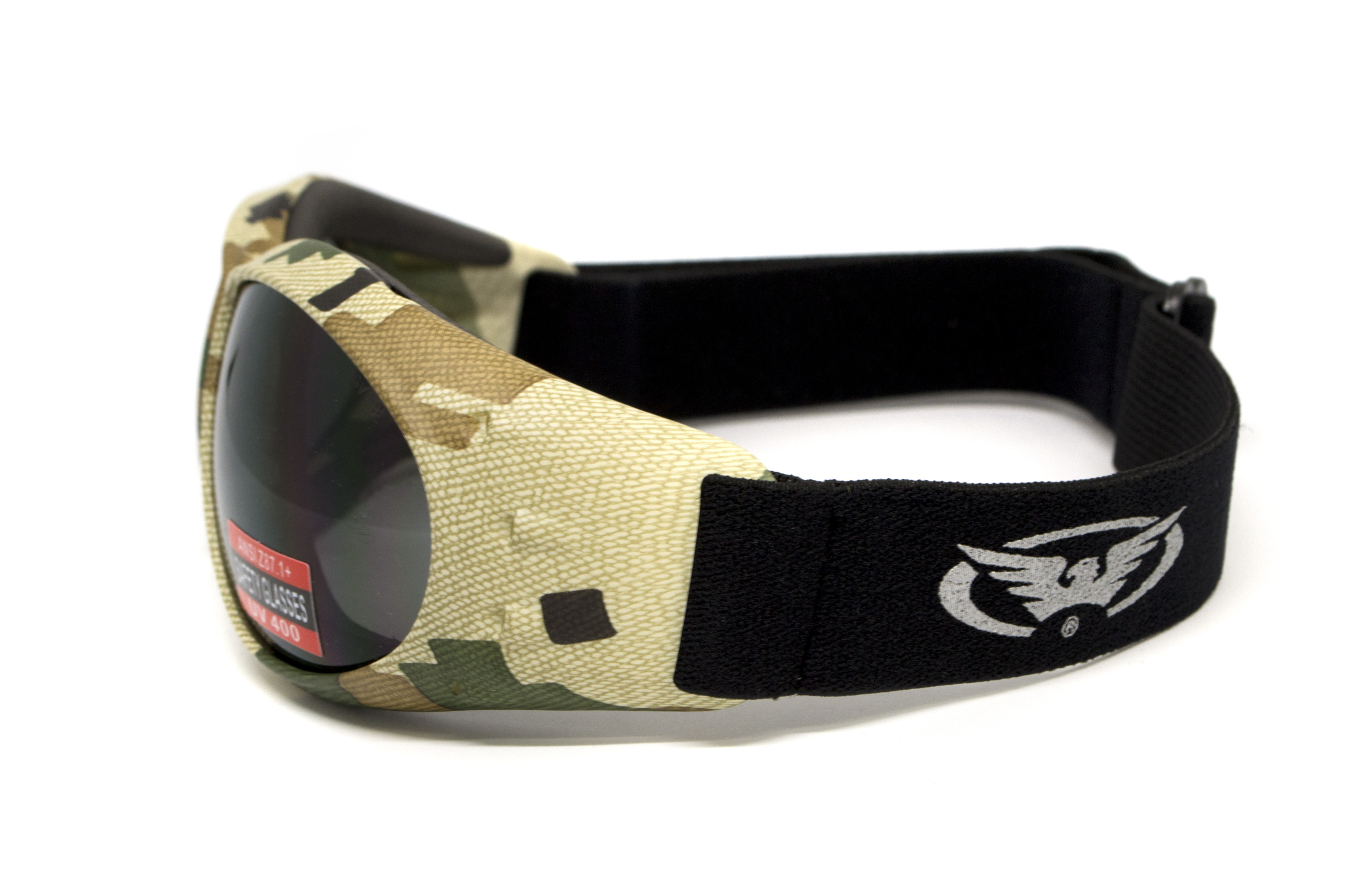 Очки защитные с уплотнителем Global Vision Eliminator Camo Pixel (gray), серые в камуфлированной оправе фото 3