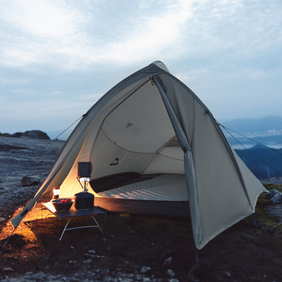 Намет надлегкий двомісний  з футпринтом Naturehike Cloud Up Pro CNK2350WS020,  20D, світлий сірий фото 4
