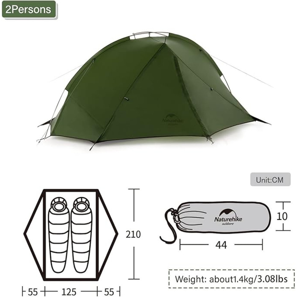Намет двомісний Naturehike Tagar NH17T180-J, темний зелений фото 3