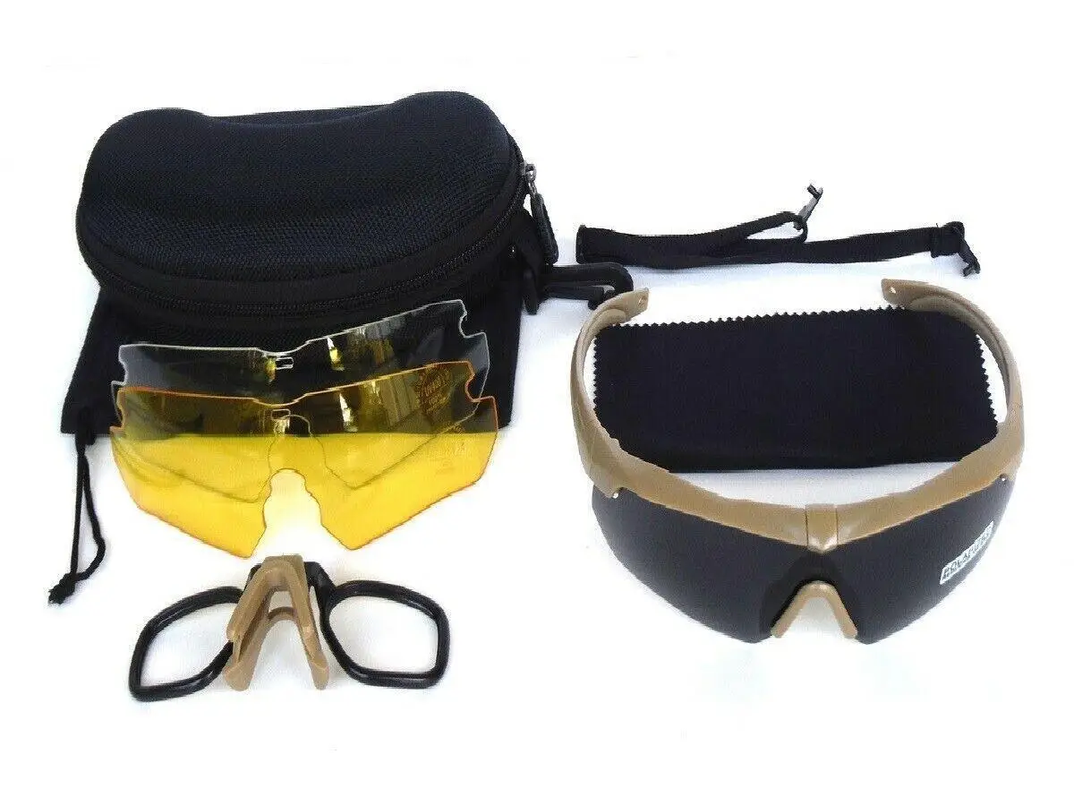 Тактические защитные очки Crossbow Polarized с тремя сменными линзами, койот фото 2