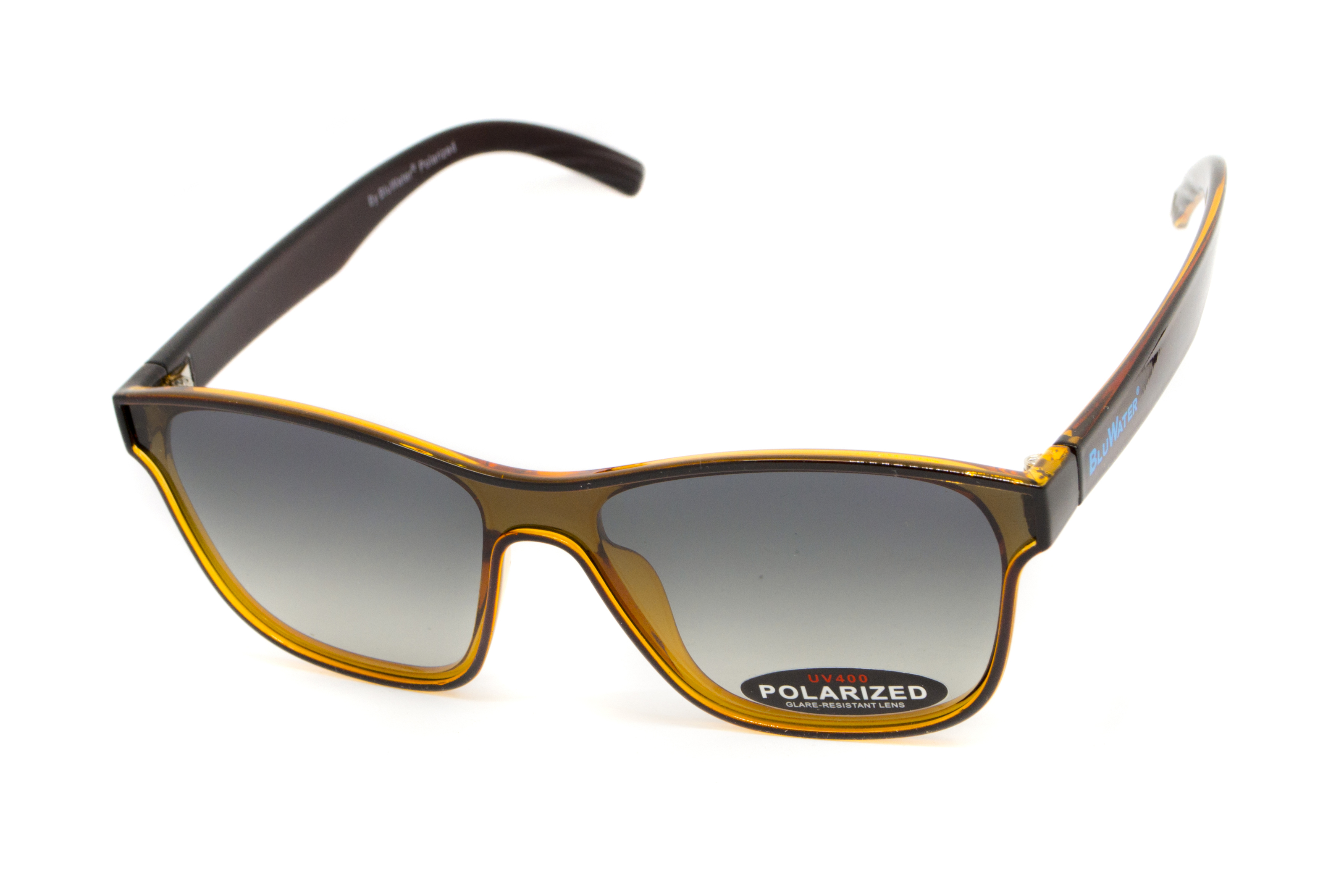 Очки поляризационные BluWater Saltee Polarized (gradient gray), серые с градиентом линзы в коричневой полупрозрачной оправе фото 4