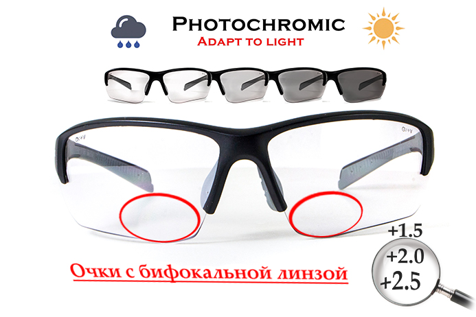 Бифокальные фотохромные защитные очки Global Vision Hercules-7 Photo. Bif. (+1.5) (clear) прозрачные фотохромные