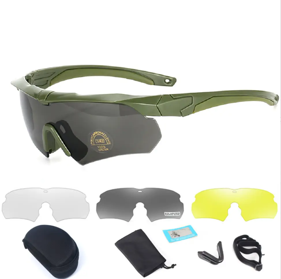 Тактические защитные очки Crossbow Polarized с тремя сменными линзами, олива