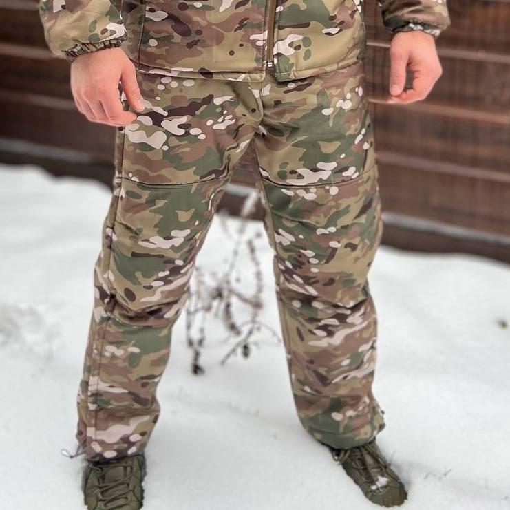 Зимние брюки Softshell тактические с мембраной на -20, Мультикам, размер XXL, брюки софтшелл зима для военных фото 3