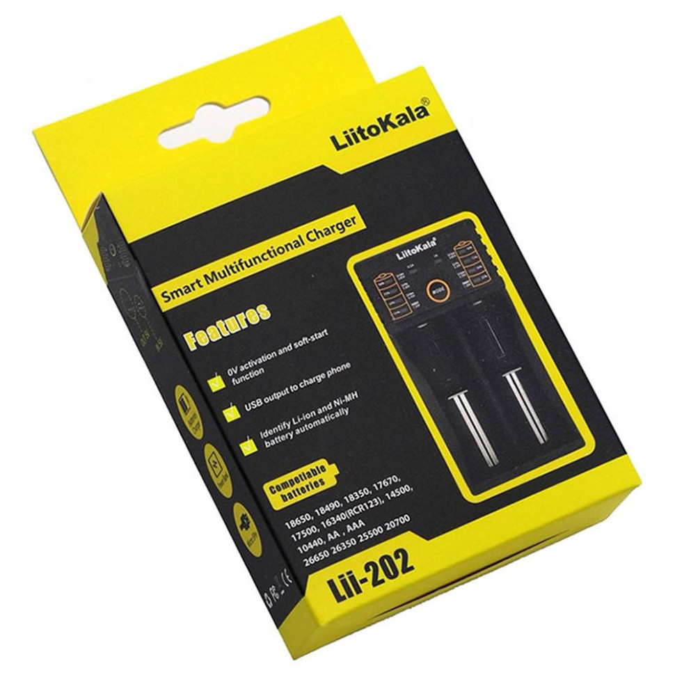 Зарядний пристрій Liitokala Lii-202, Ni-Mh/Li-ion/Li-Fe/LiFePO4, USB, Powerbank, LED, Box фото 3