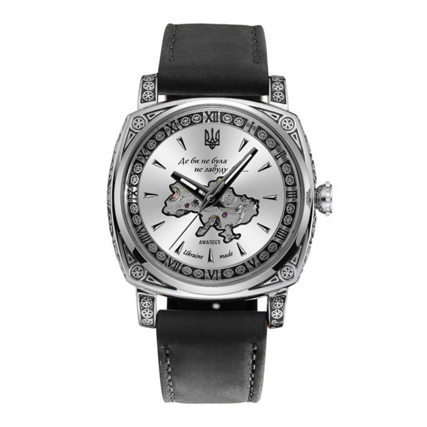 Годинник наручний Awarder 021-3D Де би не була Silver-White-Black Leather фото 6