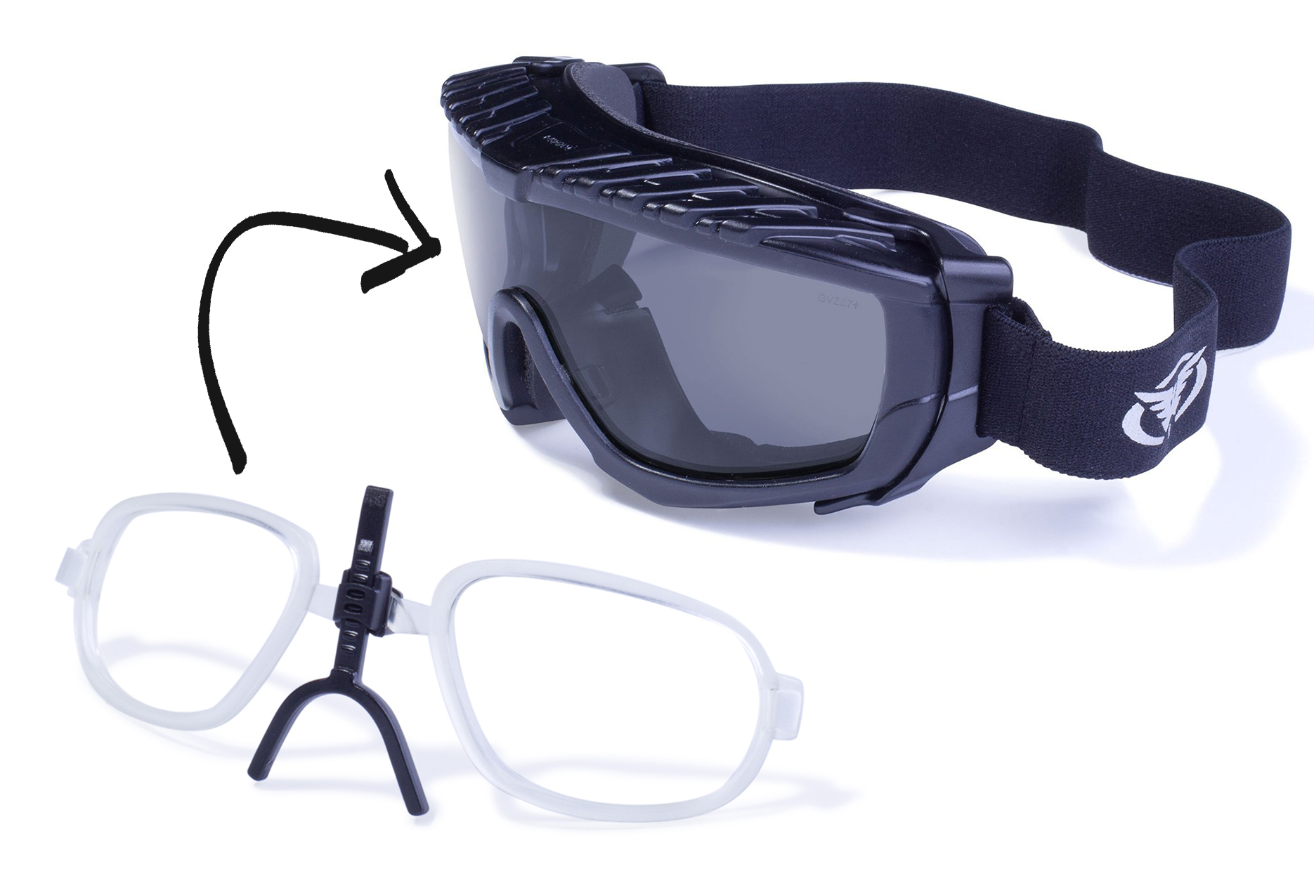 Очки защитные с уплотнителем Global Vision Ballistech-1+RX (gray) Anti-Fog, серые с диоптрической вставкой