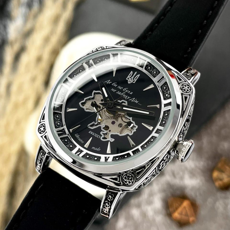 Жіночий годинник Awarder 021-3D Де би не була Silver-Black-Black Leather фото 2