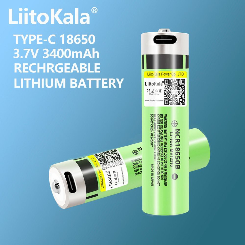 Акумулятор LiitoKala Lii-USB-34B 18650 3400mah фото 2
