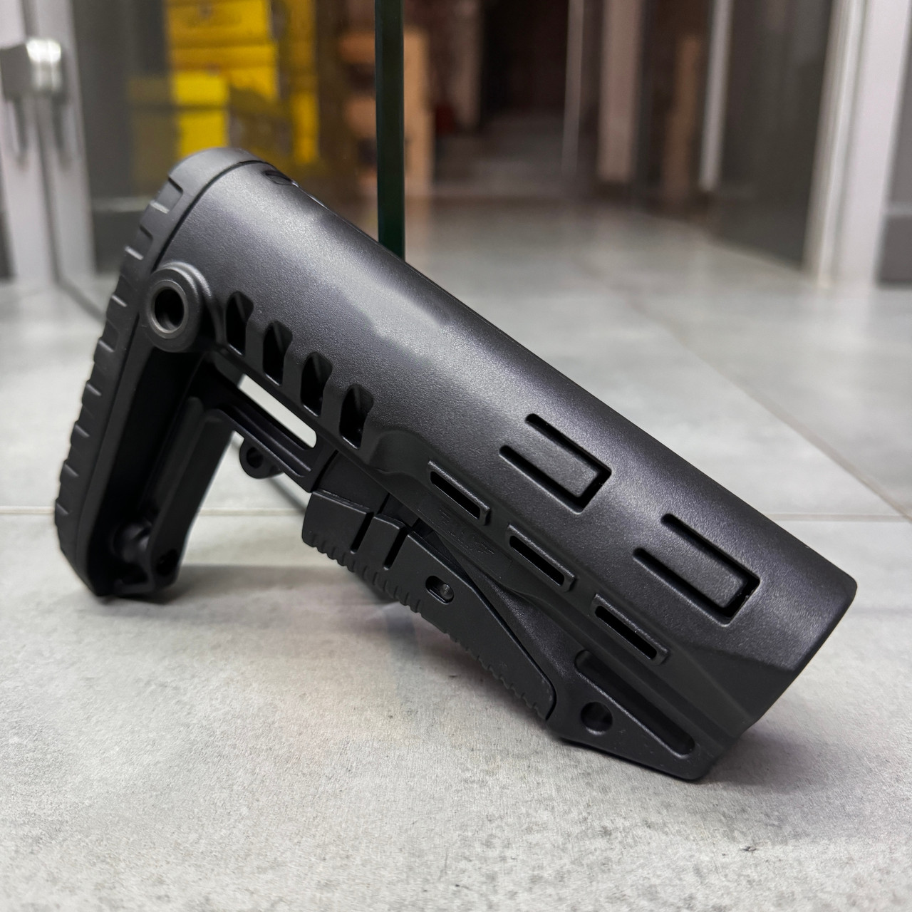 Приклад (база) DLG TBS TACTICAL DLG-130, для трубок Mil-Spec, цвет Черный, гнездо антабки на 2 стороны фото 8