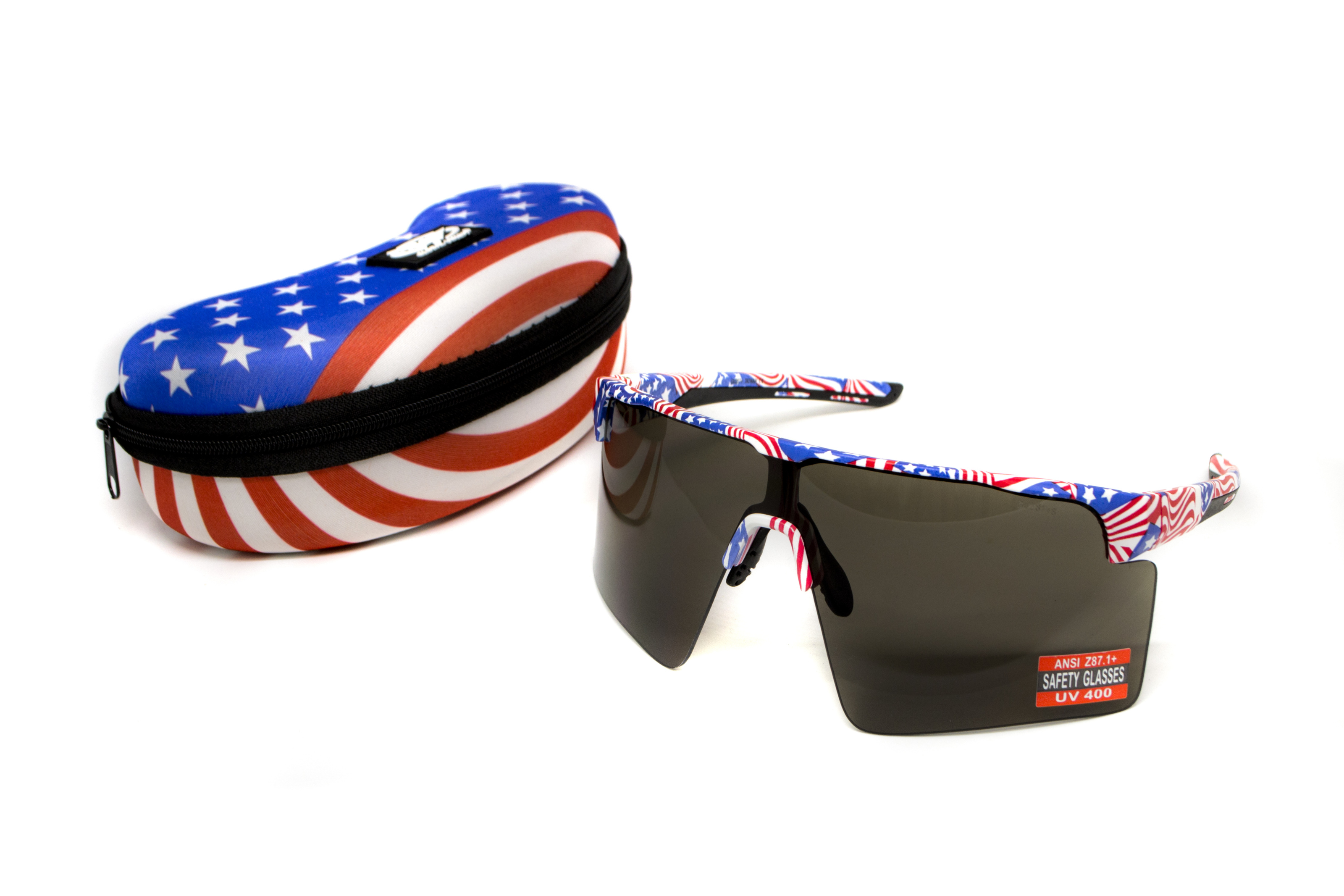 Очки защитные открытые Global Vision Onyx USA Flag (gray), сірі в оправі прапор США фото 2
