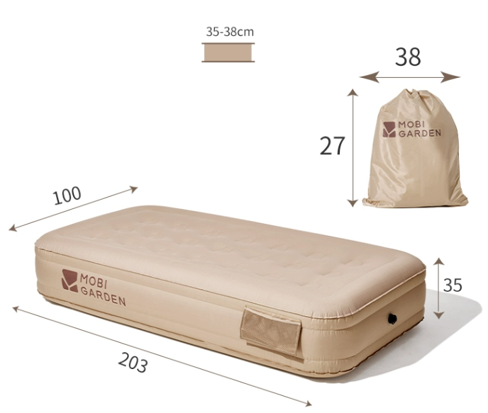 Матрац надувний одномісний Mobi Garden Air single bed 36 см NX22663010 sand фото 2