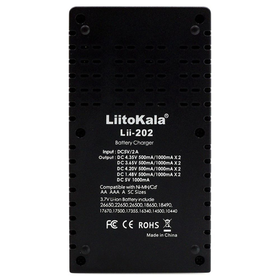 Зарядний пристрій Liitokala Lii-202, Ni-Mh/Li-ion/Li-Fe/LiFePO4, USB, Powerbank, LED, Box фото 2