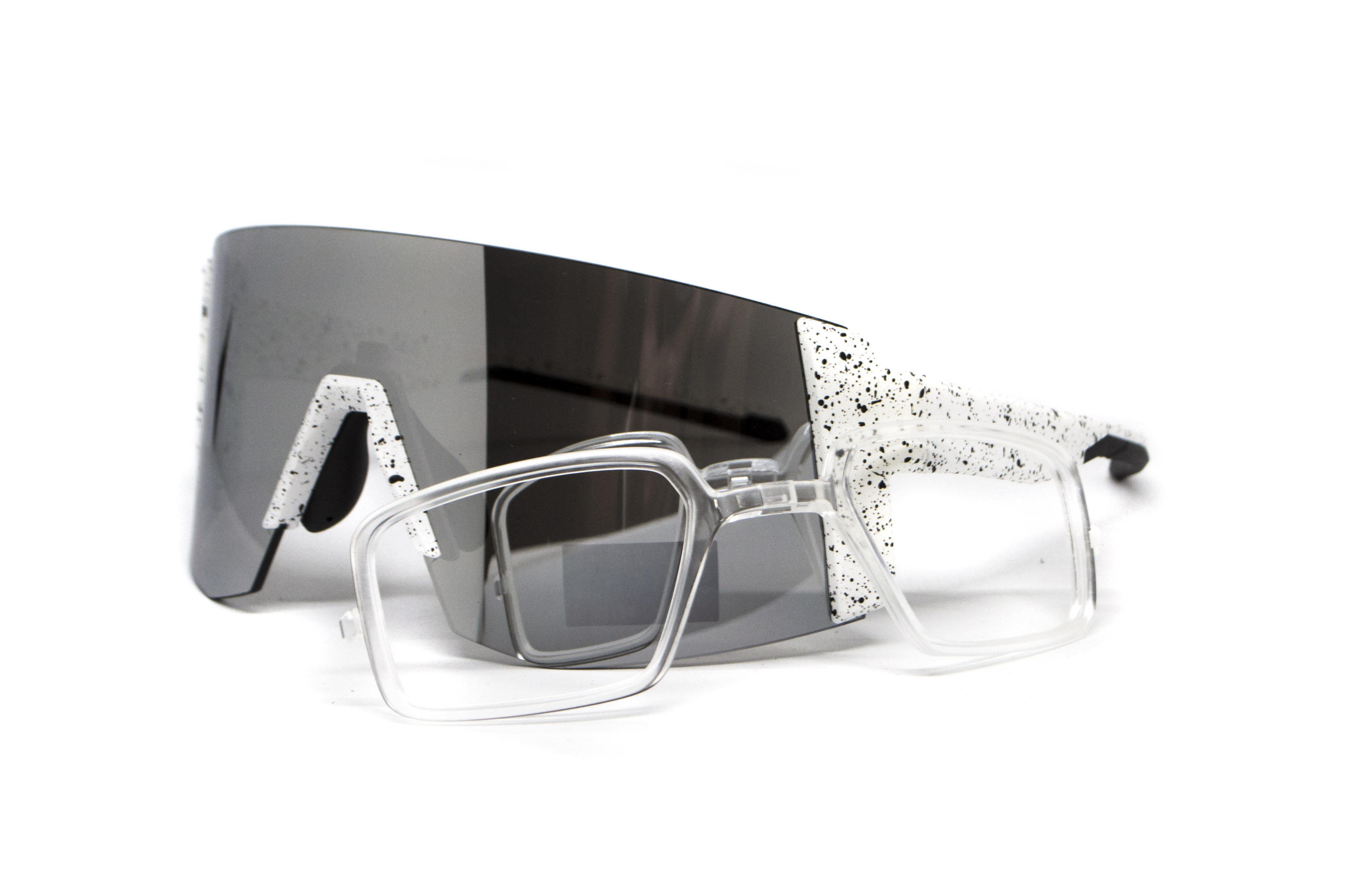 Очки защитные открытые Global Vision Astro+RX White (G-Tech™ silver), зеркальные серые в белой оправе с диоптрической вставкой в комплекте