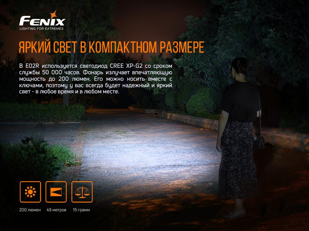 Ліхтар ручний Fenix E02R синій фото 4