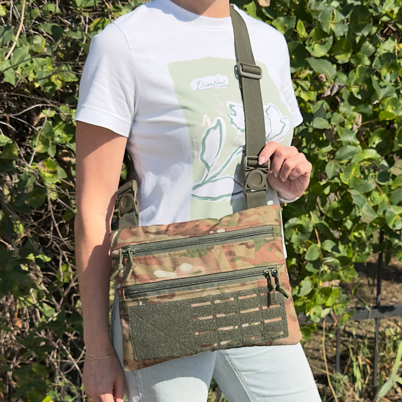 Тактическая однолямочная сумка на плечо MELGO, Мультикам Poly-Cordura 900 D фото 4