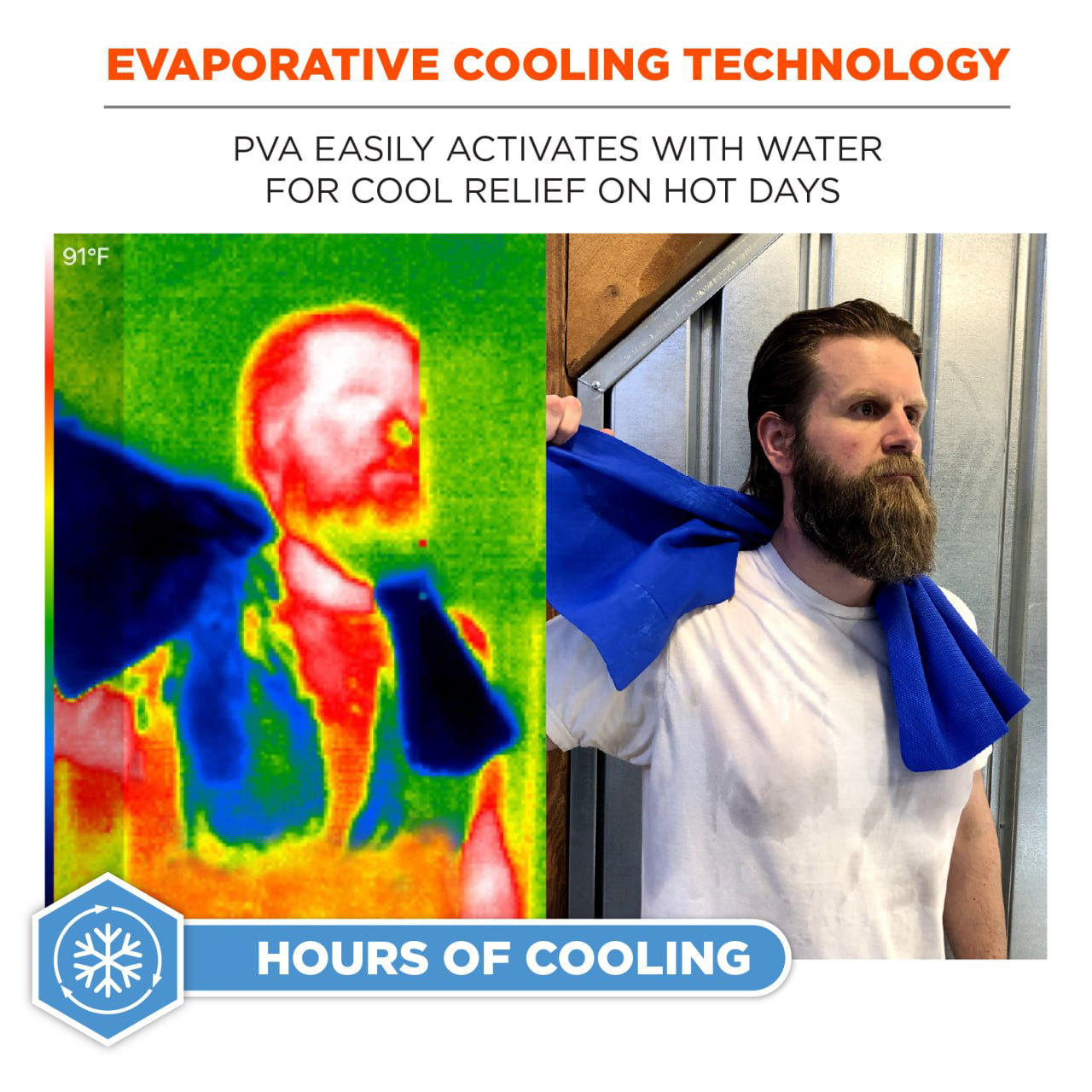 Охлаждающее полотенце кулер Pyramex C160 Cooling PVA Towel защита от жары и перегрева вместо кондиционера и вентилятора фото 3