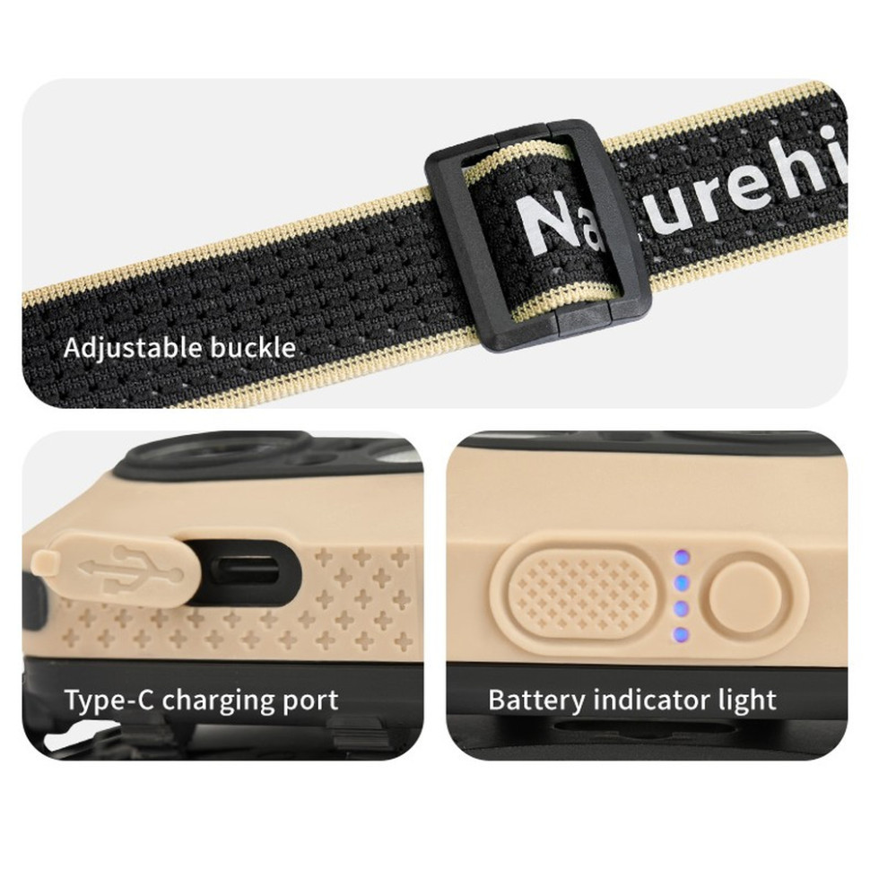 Ліхтар налобний Naturehike CNK2450ZM015, пісочний фото 3