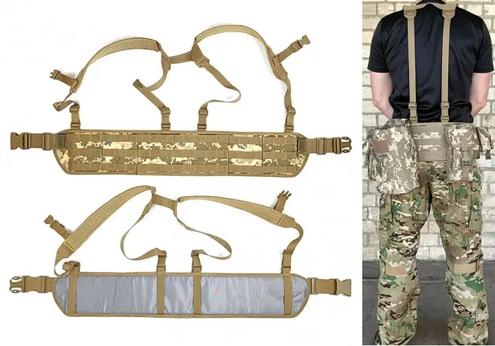 Тактичний пояс розвантажувальний РПС з кріпленнім MOLLE та плечовими лямками Піксель без підсумків фото 2