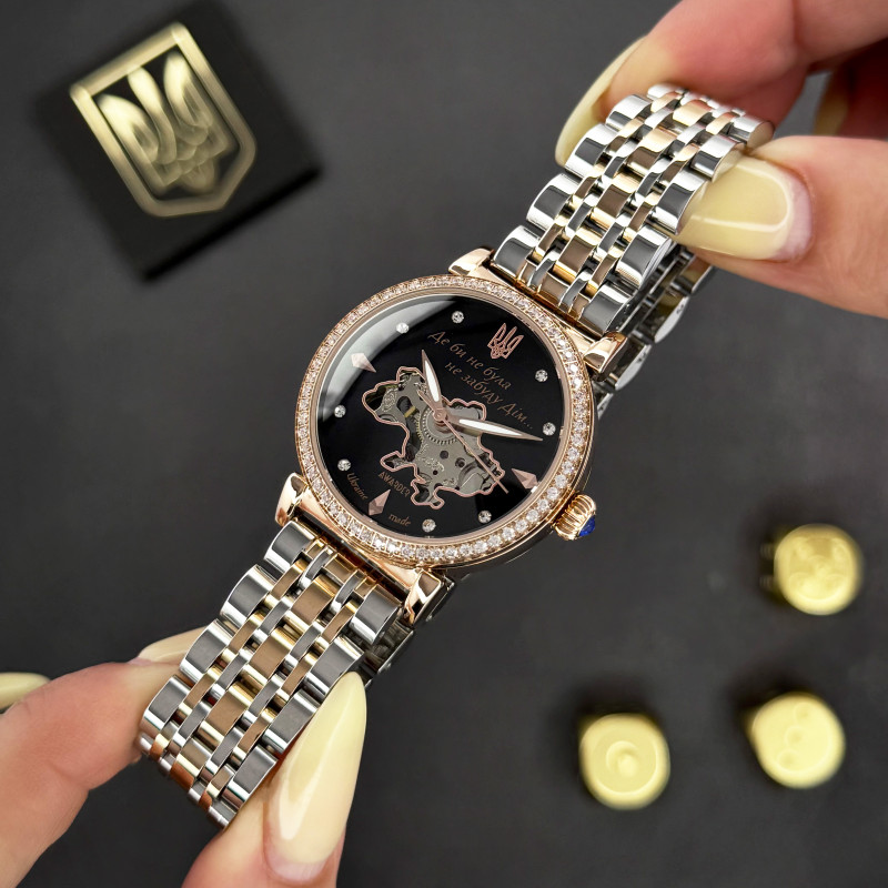 Класичний жіночий годинник Awarder 047 Де би не була Silver-Gold-Black, водонепроникний фото 4