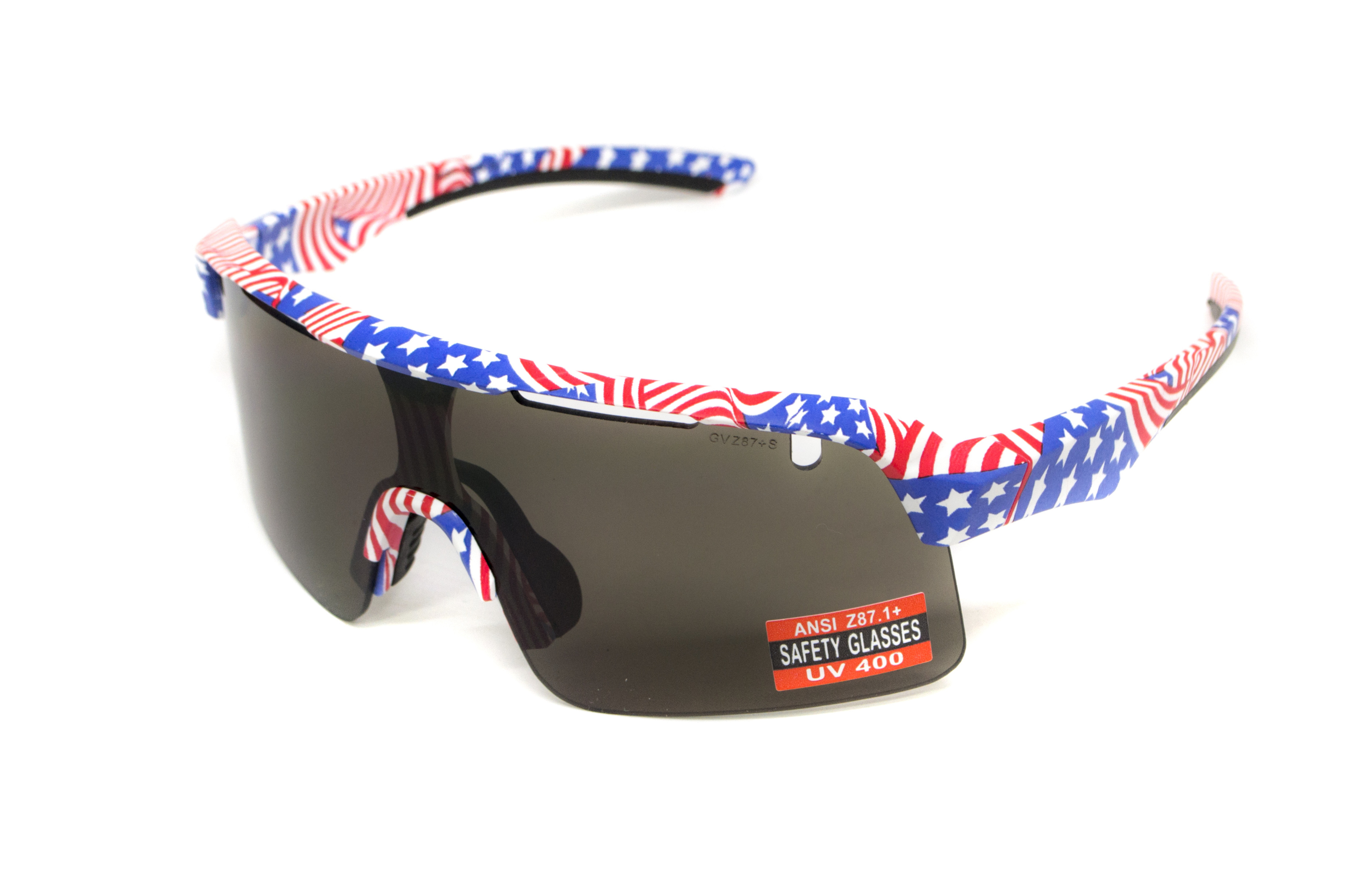 Очки защитные открытые Global Vision Holeshot USA Flag (gray), сірі в оправі прапор США фото 4