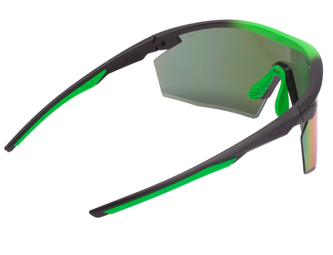 Окуляри захисні Pyramex PMXSPEC (green mirror) Anti-Fog, синьо-зелені дзеркальні лінзи в чорно-зеленій оправі фото 6