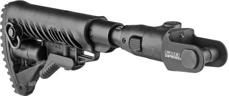 Приклад телескопічний FAB, для АКМС складаний, з амортизатором, чорний фото 1