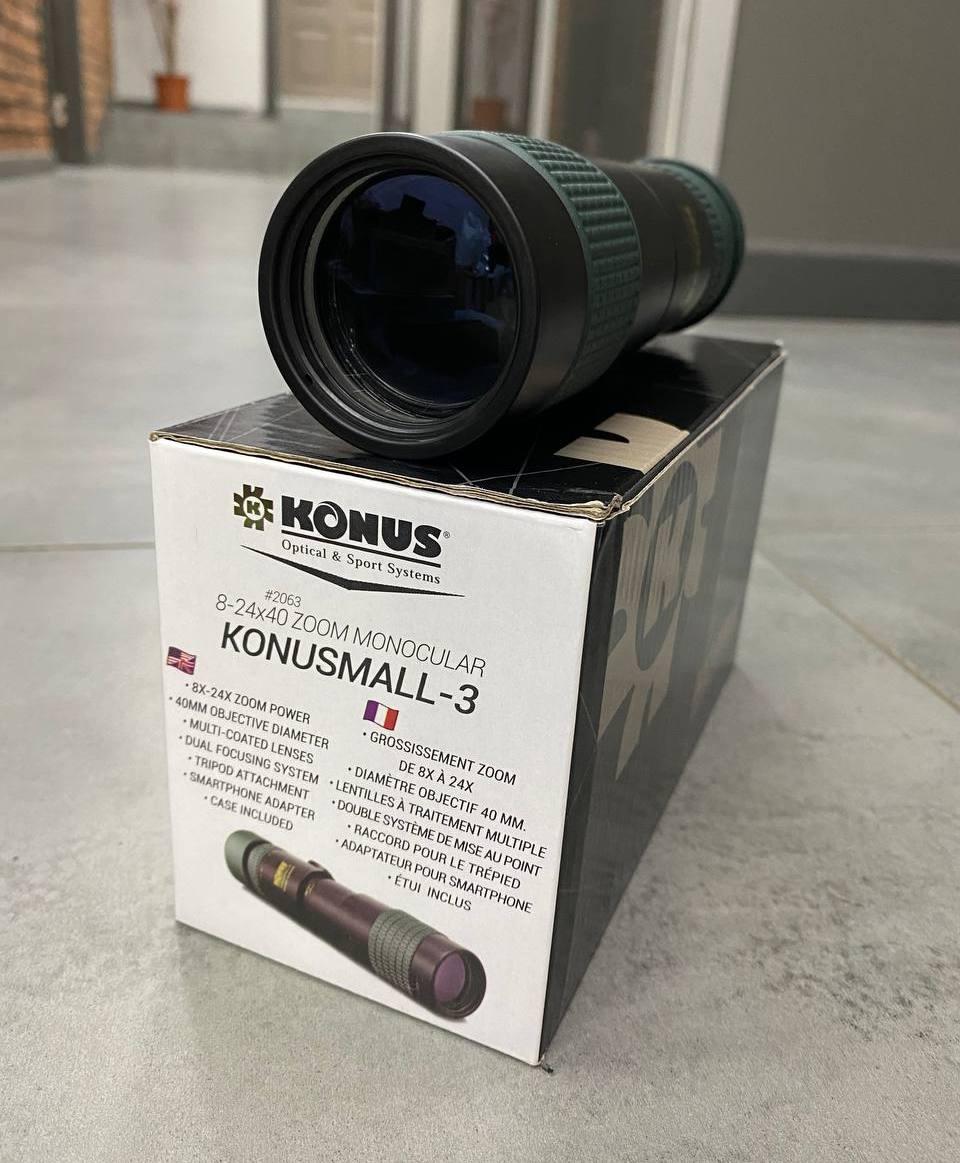 Монокуляр KONUS KonuSmall-3 8-24x40, смартфон-адаптер, чехол, ремешок, защитные крышки фото 3