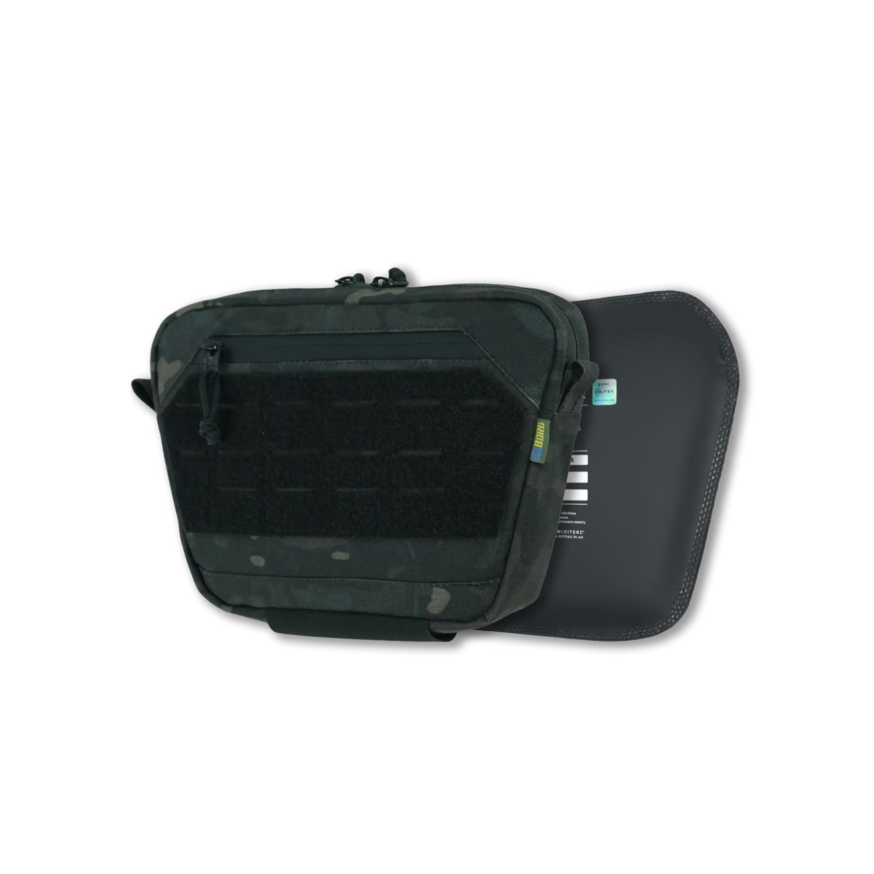Сумка-напашник M Kiborg с баллистическим пакетом 2 класс защиты PE Militex GU Сordura Black Multicam фото 1