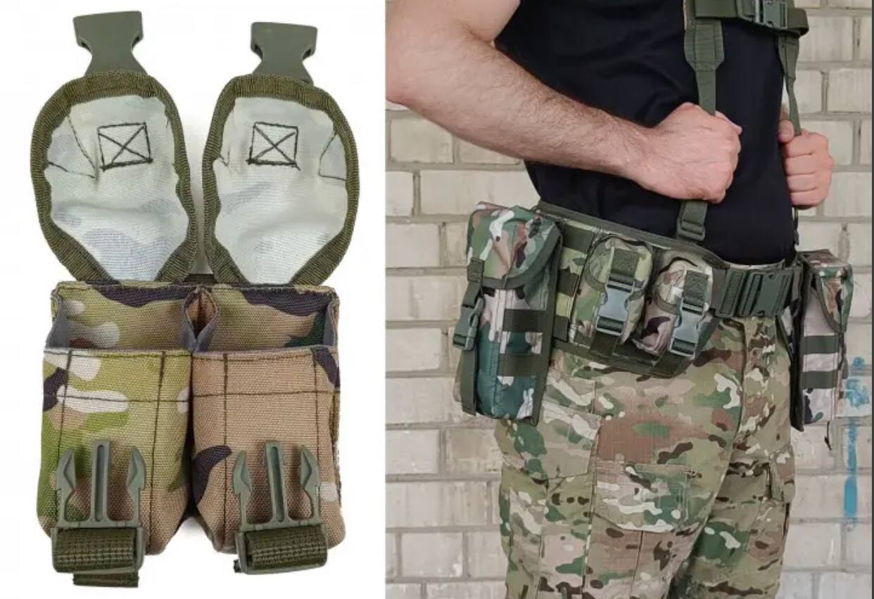 Підсумок гранатний подвійний мультикам (MOLLE, підсумок для гранат на розгрузку, жилет, РПС) фото 1