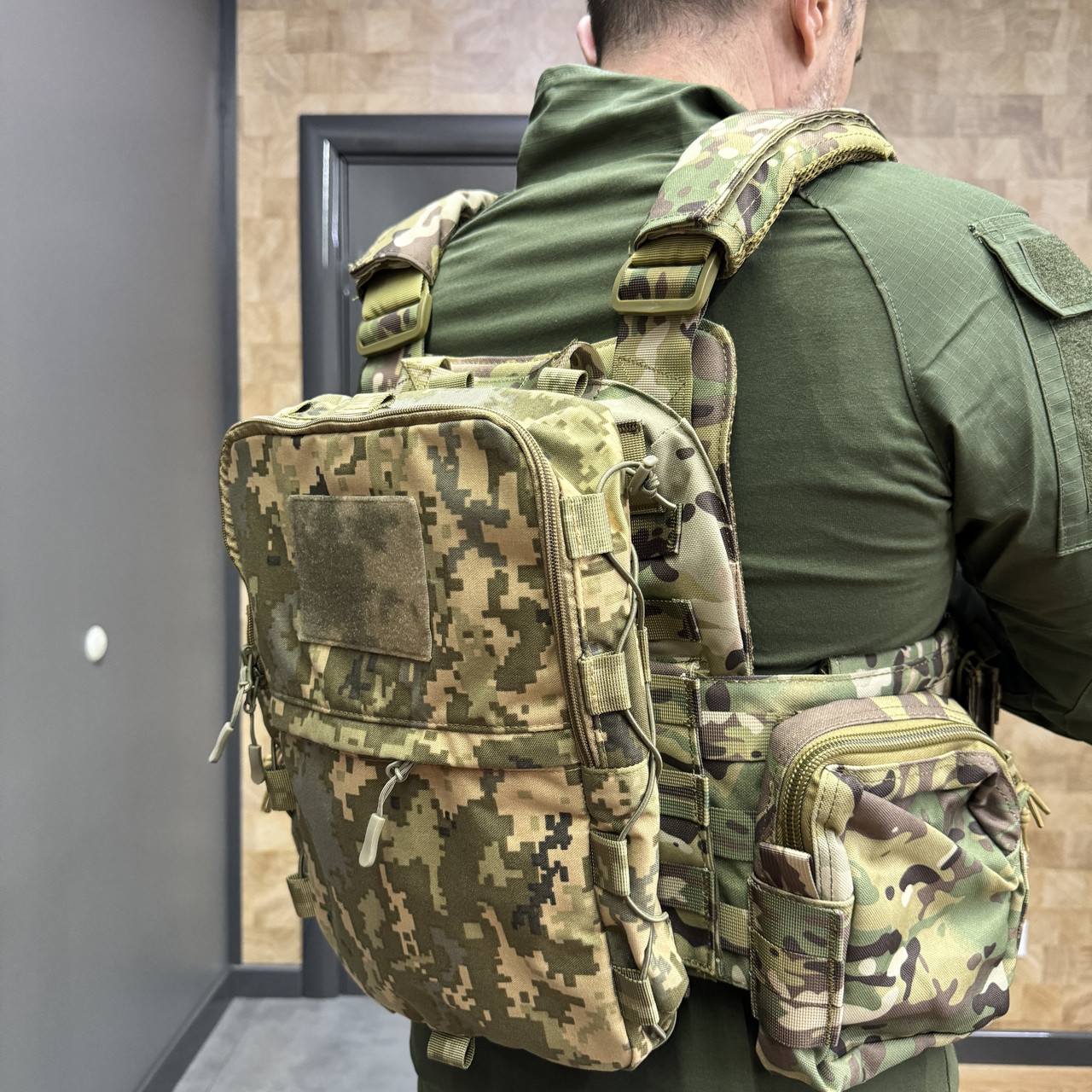 Подсумок-рюкзак сухарный на плитоноску с Молли, Пиксель, Cordura, сумка сухарная тактическая, сумка сухарка фото 7