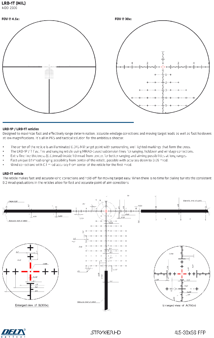 Приціл оптичний Delta STRYKER 4.5-30x56 FFP LRD-1T 2020 DO-2500 фото 3