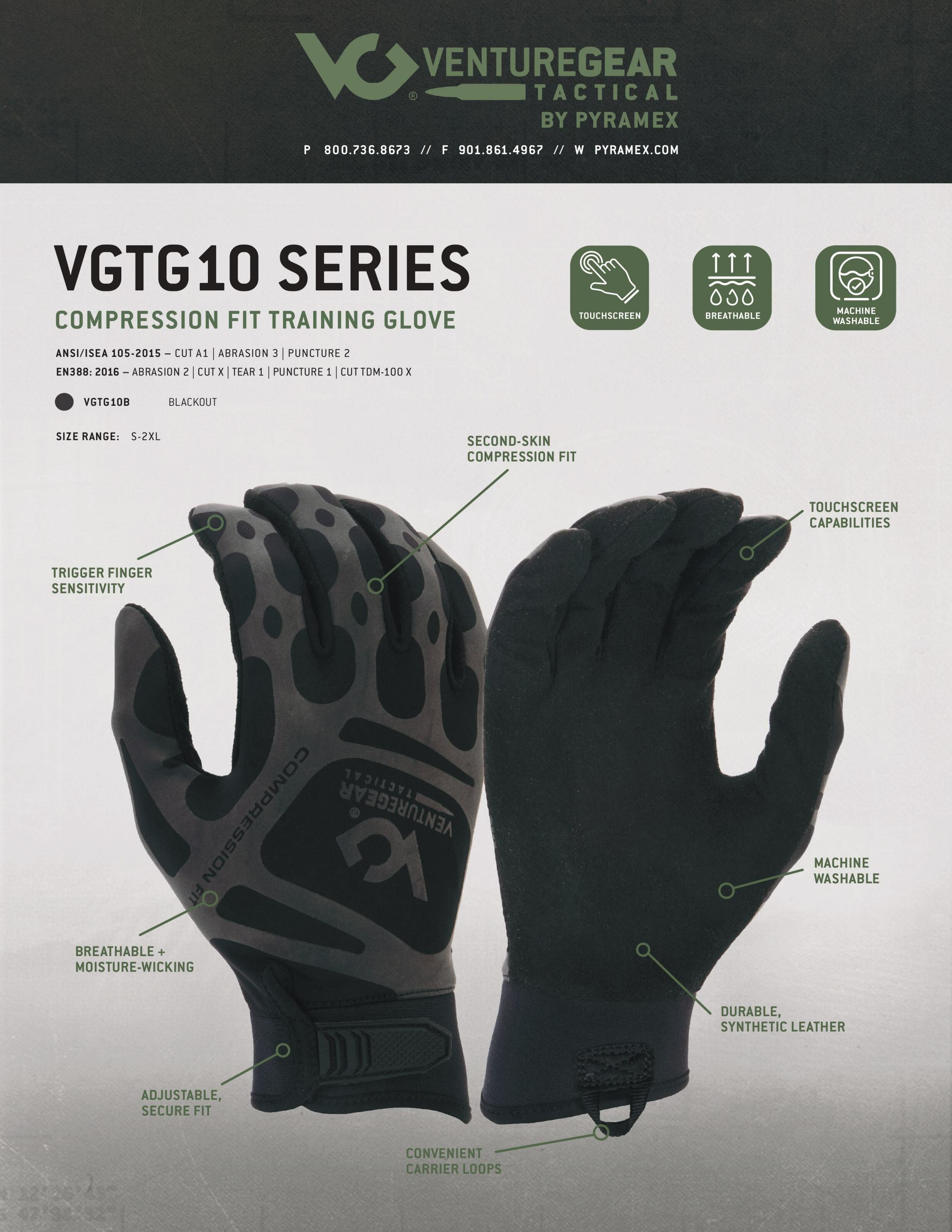 Рукавички тактичні Venture Gear Tactical VGTG10 Compression Fit, чорні, розмір S (7) фото 8