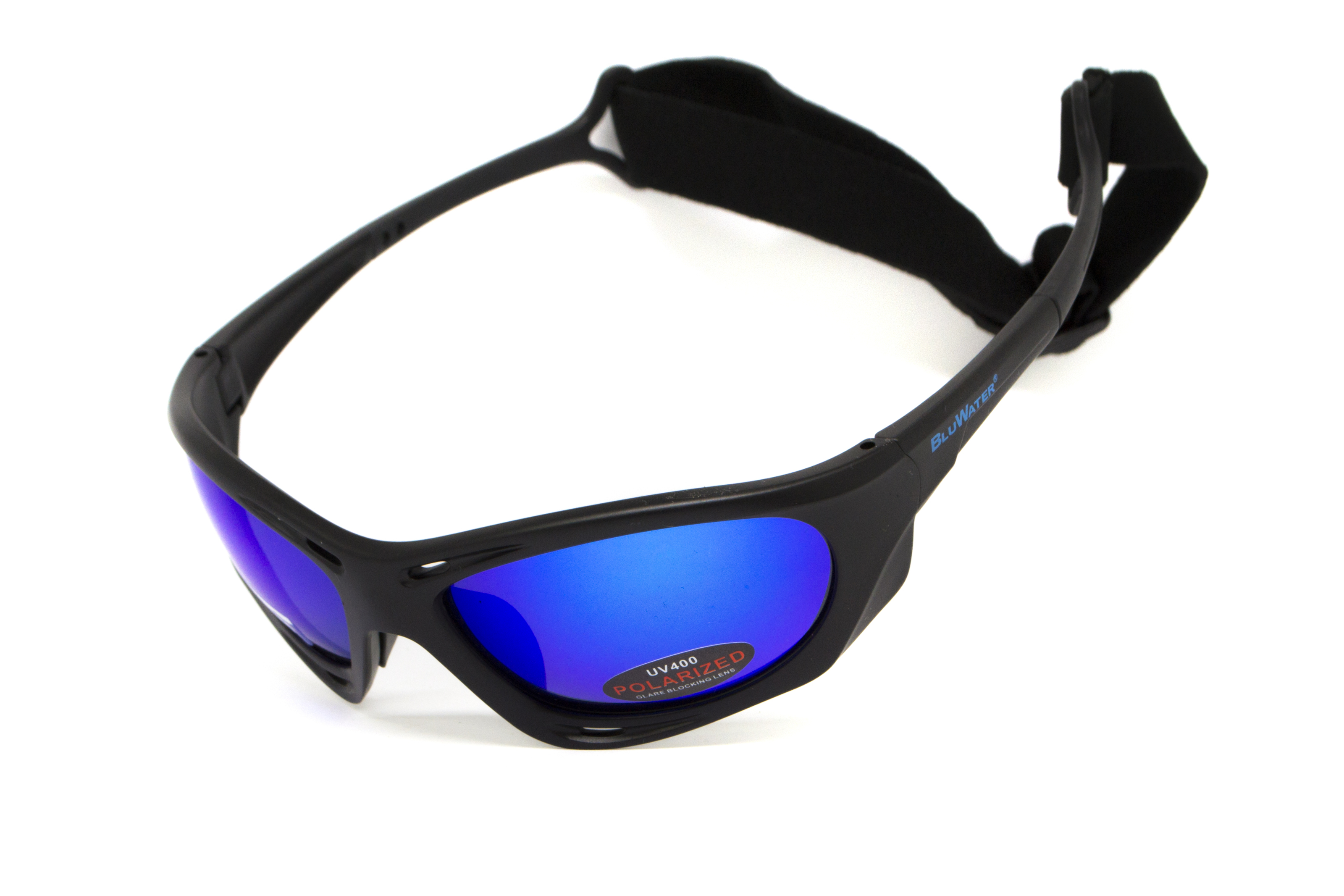 Очки поляризационные BluWater Hydro Polarized (G-Tech™ blue) Anti-Fog, синие зеркальные в  черной оправе фото 1