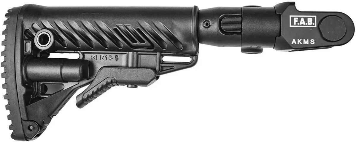 Приклад телескопічний FAB, для АКМС складаний, з амортизатором, чорний фото 4