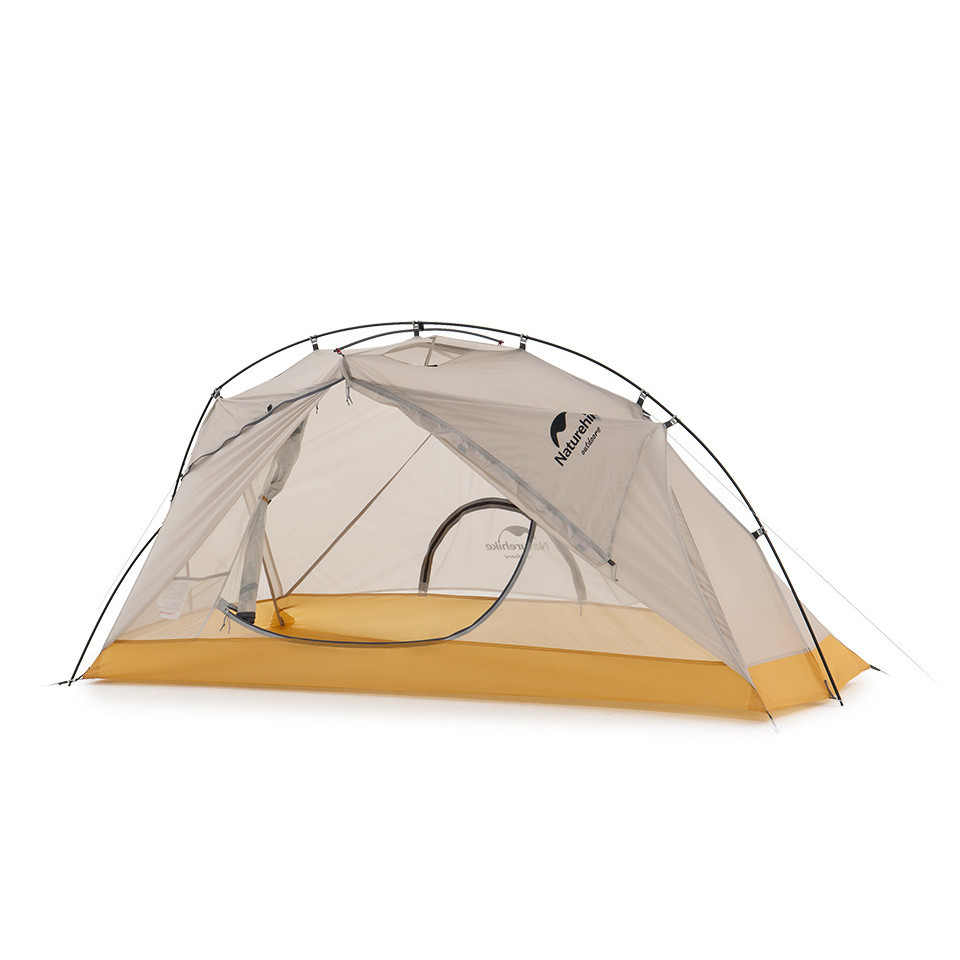 Палатка сверхлегкая одноместная Naturehike NH21ZP003, серо-желтая фото 2