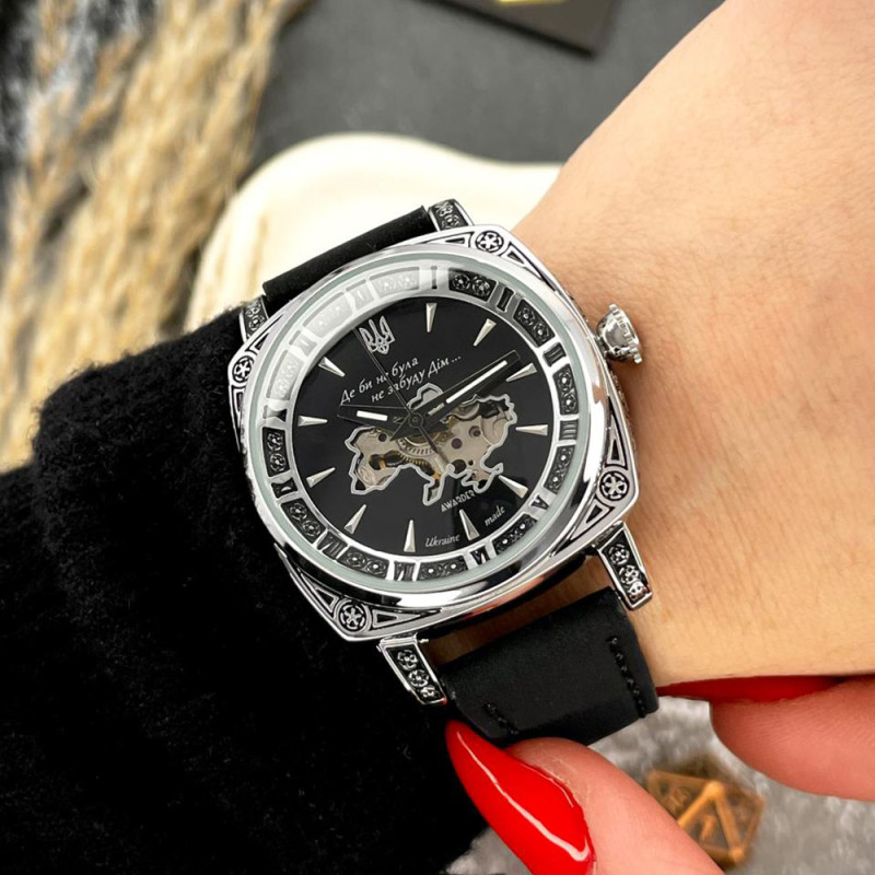 Жіночий годинник Awarder 021-3D Де би не була Silver-Black-Black Leather фото 5
