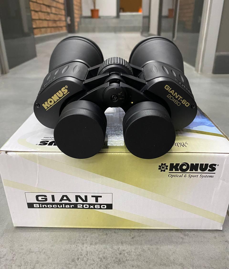 Бинокль KONUS GIANT 20x60, Черный, чехол, нашейный ремень, защитные крышки на объективы и окуляры фото 2