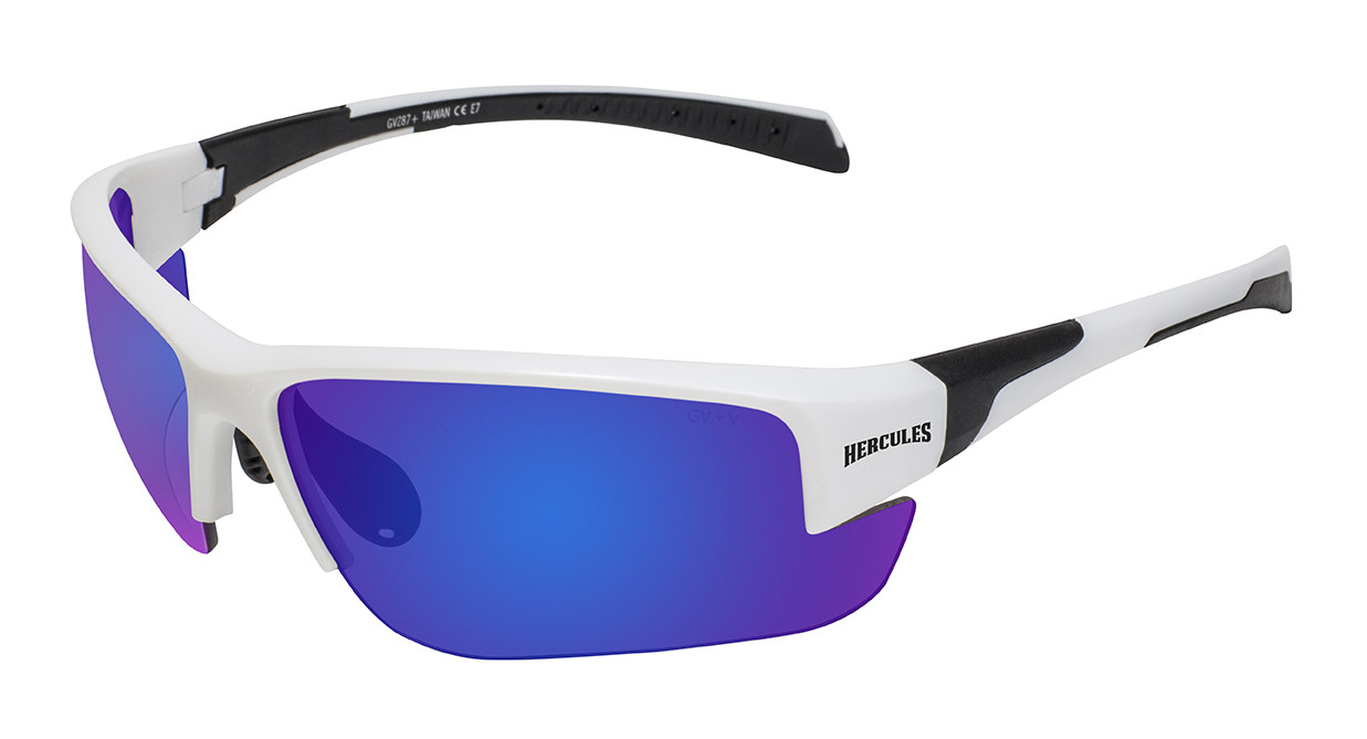 Очки защитные открытые Global Vision Hercules-7 White (G-Tech™ blue) синие зеркальные фото 1